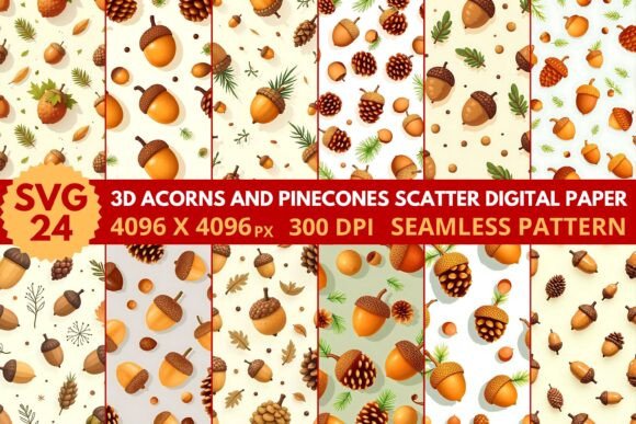 3D Acorns Digital Paper: A Versatile Design Resource for Creative Projects