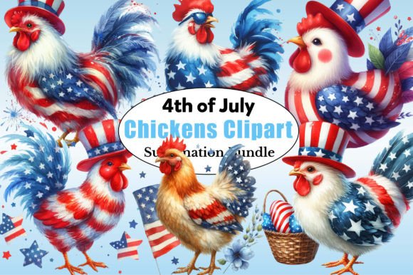 4th of July Chicken Clipart Bundle