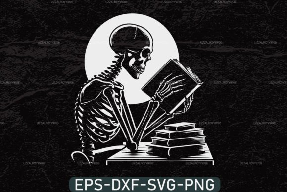 A Skeleton Reading Book SVG: Where Macabre Meets Literary Charm