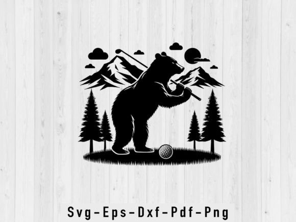 Bear Golfing SVG: Creative Design File for Golf Enthusiasts