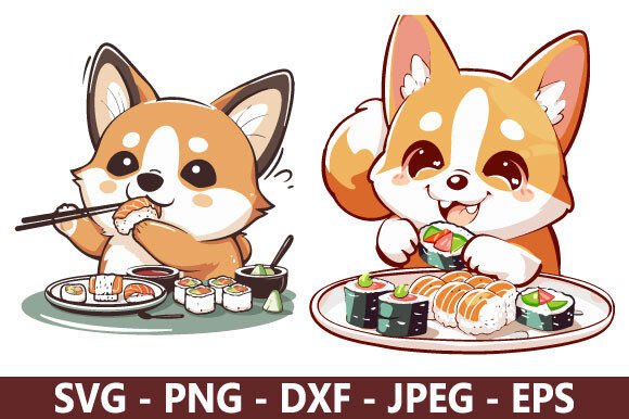 Corgi Eating Sushi SVG Bundle: A Versatile Design Asset for Creators and Professionals Alike