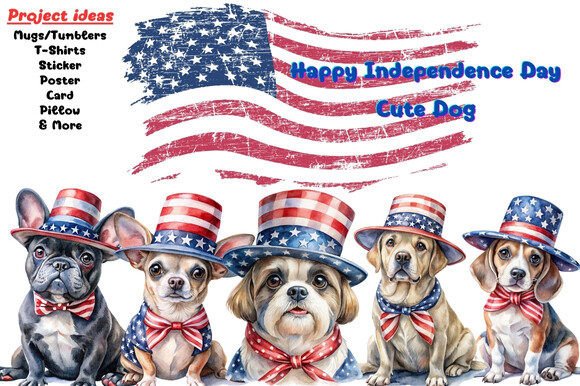 Evaluating Patriotic Dogs Independence Day Clipart for Professional Creative Projects