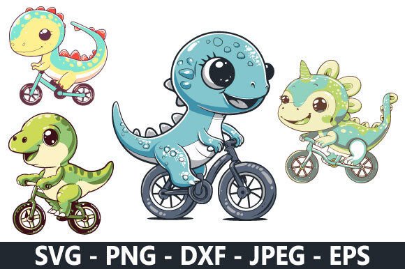 Exploring the Creative Potential of the Cute Dinosaur Biking SVG Bundle