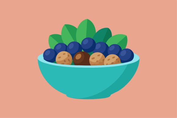 Exploring the Precision of the Blueberries Bowl with Blueberries Graphic Set for Digital Creators