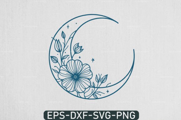 Floral Moon SVG for Boho & Celestial Crafts