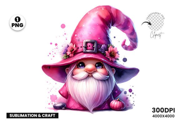 Halloween Pink Gnome Sublimation Clipart