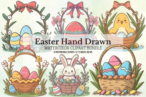 Hand Drawn Easter Sublimation Clipart for Seasonal Branding