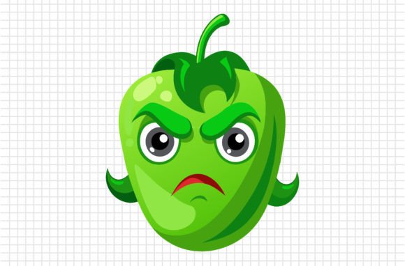 Happy Green Capsicum Vector: Playful Designs for Every Project