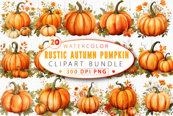 Rustic Autumn Pumpkin Clipart Bundle: A Versatile Resource for Fall Design Projects