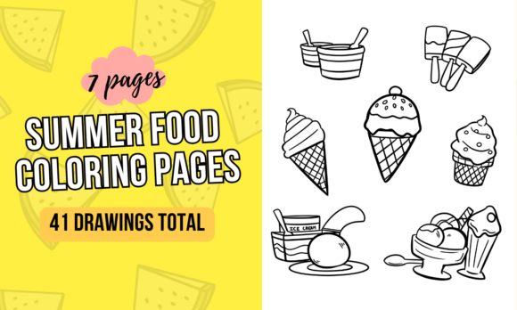 Summer Food Coloring Pages Stickers