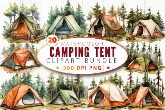 The Tent Camping Watercolor Clipart Bundle: Bringing the Outdoors into Every Project