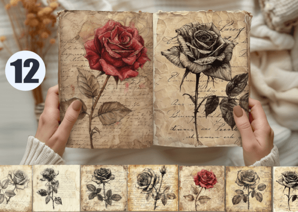 Vintage Rose Love Letter: Timeless Digital Backdrops for Creative Projects