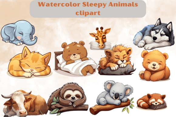 Watercolor Sleepy Animals Clipart: A Creative Tool for Calm, Cute, and Commercial Projects